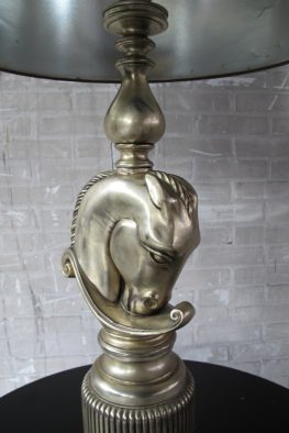 Maison Charles Jaren 70 vergulde schaakbord horse lamp