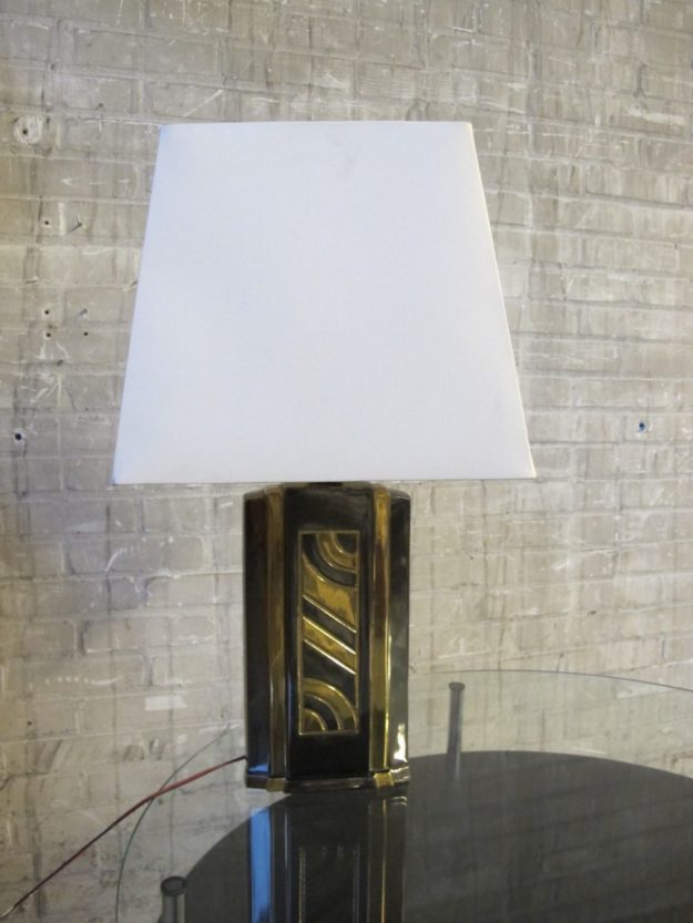 DeKnudt Willy Rizzo stijl zware brass tafellamp
