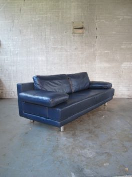 rolf benz donker blauwe relax loungebank lederen
