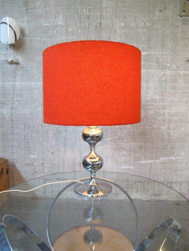 tafellamp grote retro rode chromen