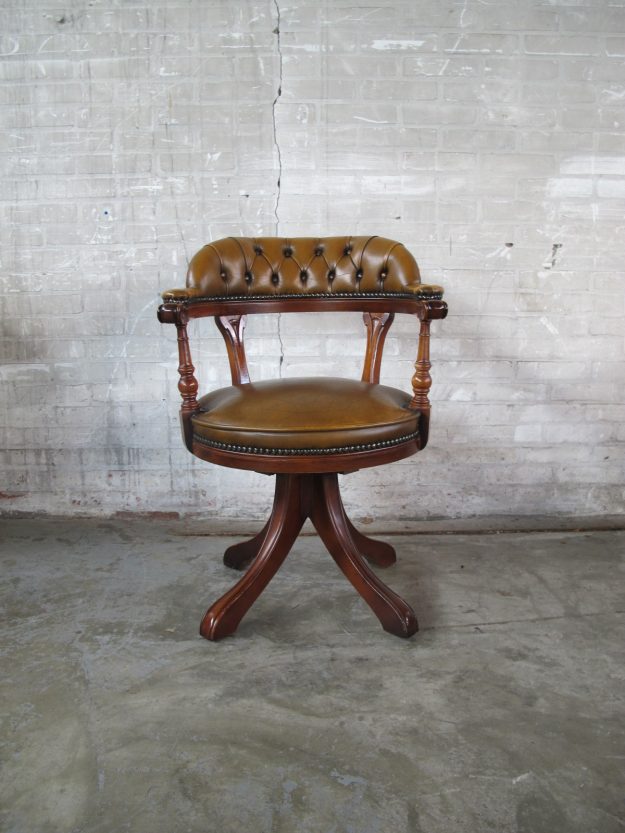 lederen Chesterfield fauteuil bureaustoel bruin
