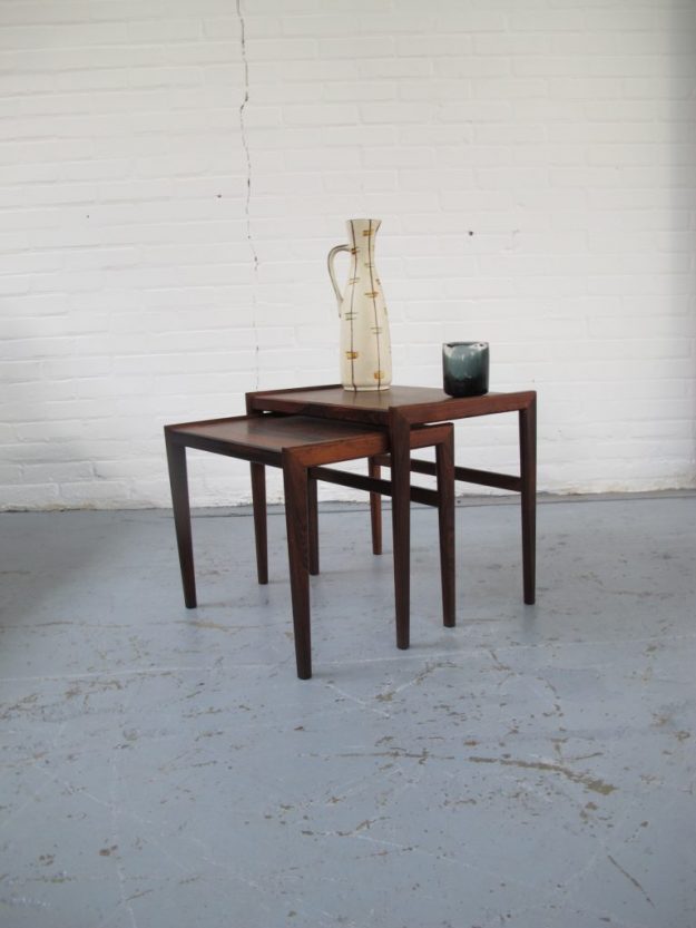 Pastoe palissander nesting tables miniset tafeltjes vintage midsentury