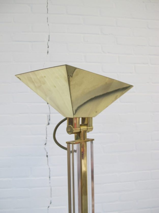 Lamp DeKnudt Willy Rizzo gouden vloerlamp vintage midsentury
