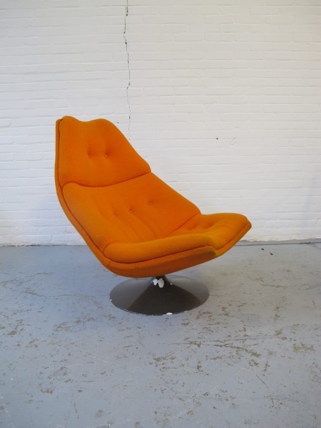 Oranje Lounge fauteuil F590 Geoffrey Harcourt Artifort midsentury vintage