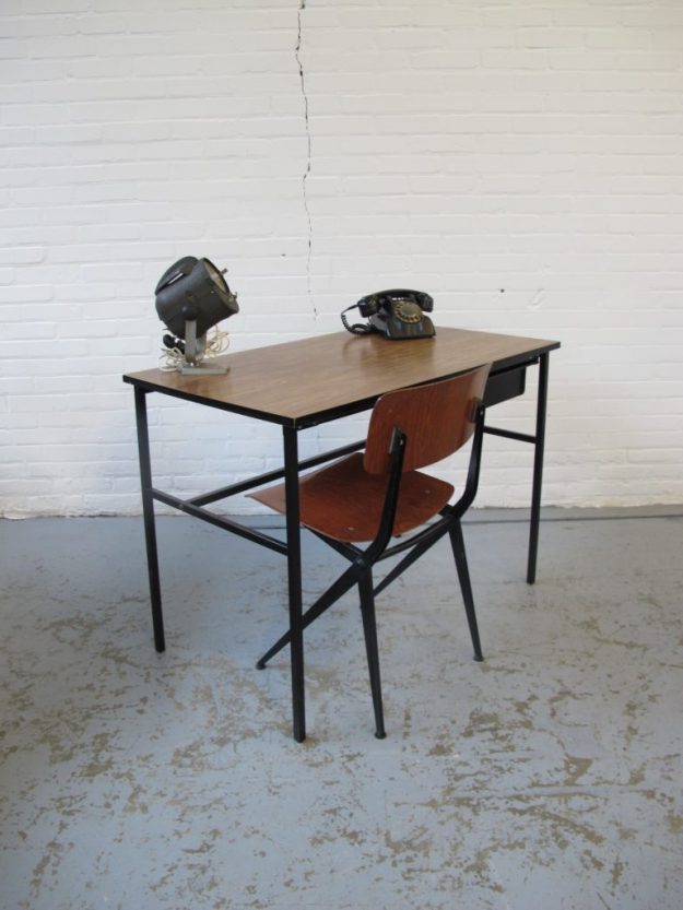 Bureau teakhout Pierre Guariche Meurop vintage midsentury