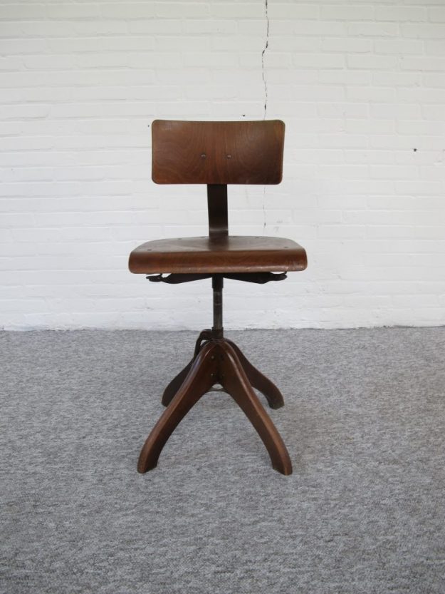 industriële kruk bureaustoel Margarete Klöber voor Polstergleich midcentury vintage