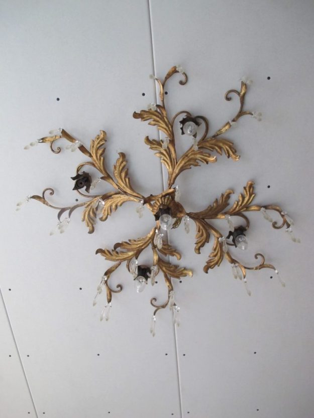 Hollywood Regency Maison Jansen barok messing plafondlamp vintage midcentury