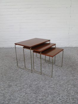 Miniset nestig tables teakhout Brabantia tafeltjes vintage midcentury