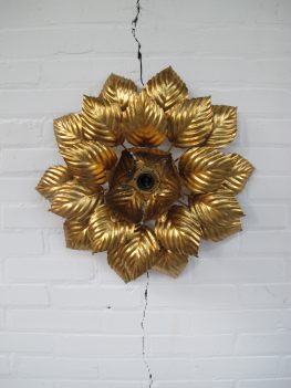 Lamp Hans Kogl Hollywood Regency brass plafond bloemenlamp vintage midcentury