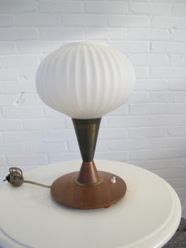 Philips Louis Kalff teakhouten glazen tafellamp vintage midcentury