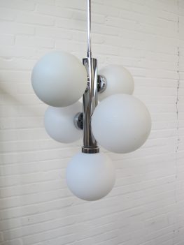 Lamp chromen glazen bollenlamp Raak Amsterdam vintage midcentury