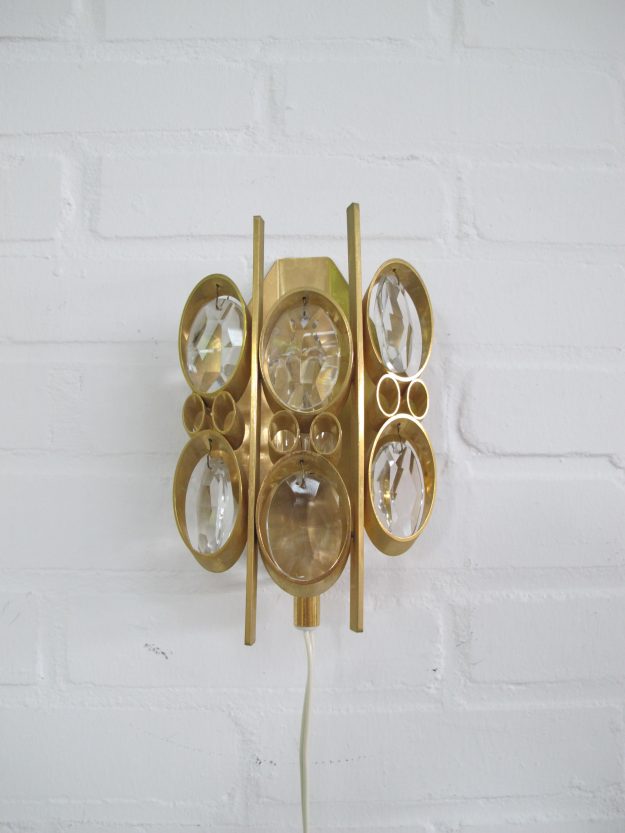 Lamp Palwa gold plated walllamp kristal vintage midcentury