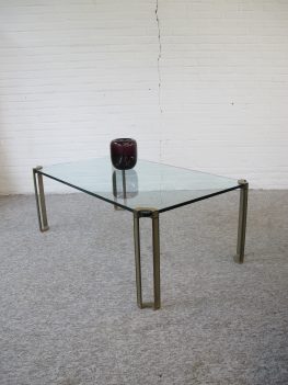 Tafel glas brass messing salontafel Peter Ghyczy vintage midcentury