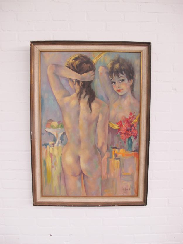 Schilderij van kunstschilder A.J. van Loon vintage midcentury