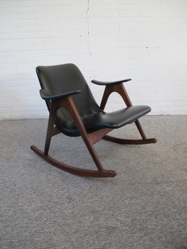 Fauteuil Rocking Chair Louis van Teeffelen Wébé vintage midcentury