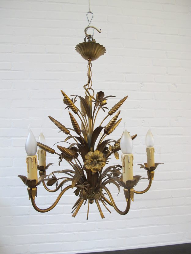 lamp Hans Kögl brass messing Hollywood Regency wheat sheaf vintage midcentury