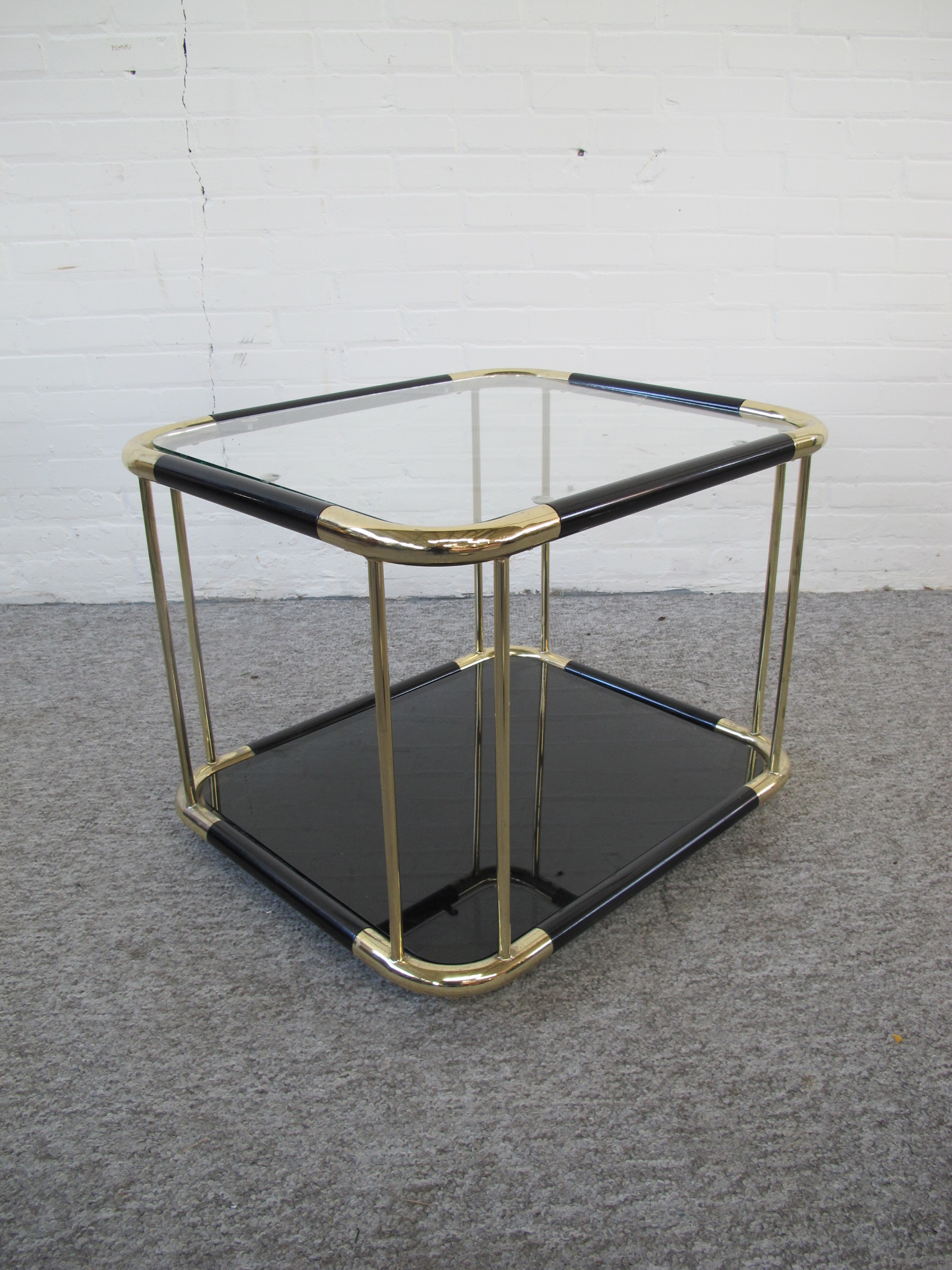 Tafel DeKnudt Willy Rizzo brass messing bijzettafel vintage midcentury