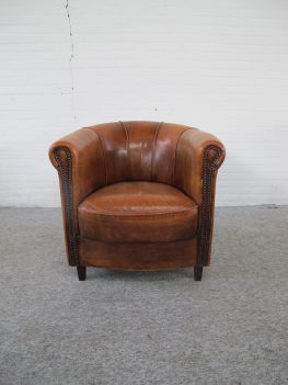 Fauteuil Joris schapenlederen sheep leather armchair vintage midcentury