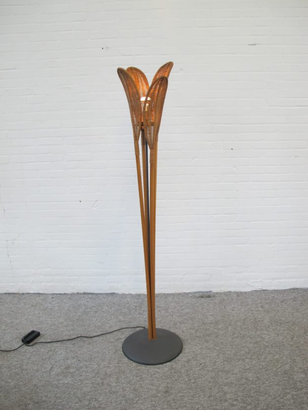 Lamp rotan rattan floor lamp Franco Albini Bonacina vintage midcentury