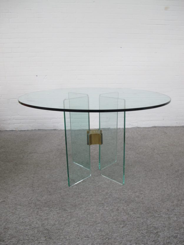 Tafel messing eettafel Glass brass dining table Peter Ghyczy Ghyczy vintage midcentury