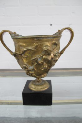 Antieke bronzen beker bowl Ferdinand Barbedienne Parijs vintage midcentury