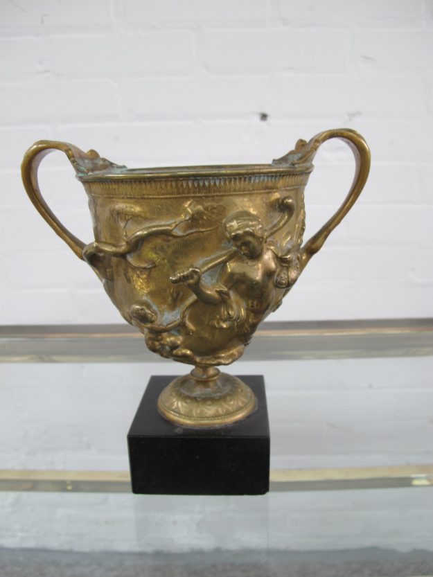 Antieke bronzen beker bowl Ferdinand Barbedienne Parijs vintage midcentury