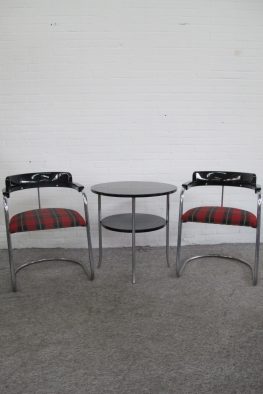 Buizentoelen tubular chairs table Model J-2 Jan Schröfer vintage midcentury