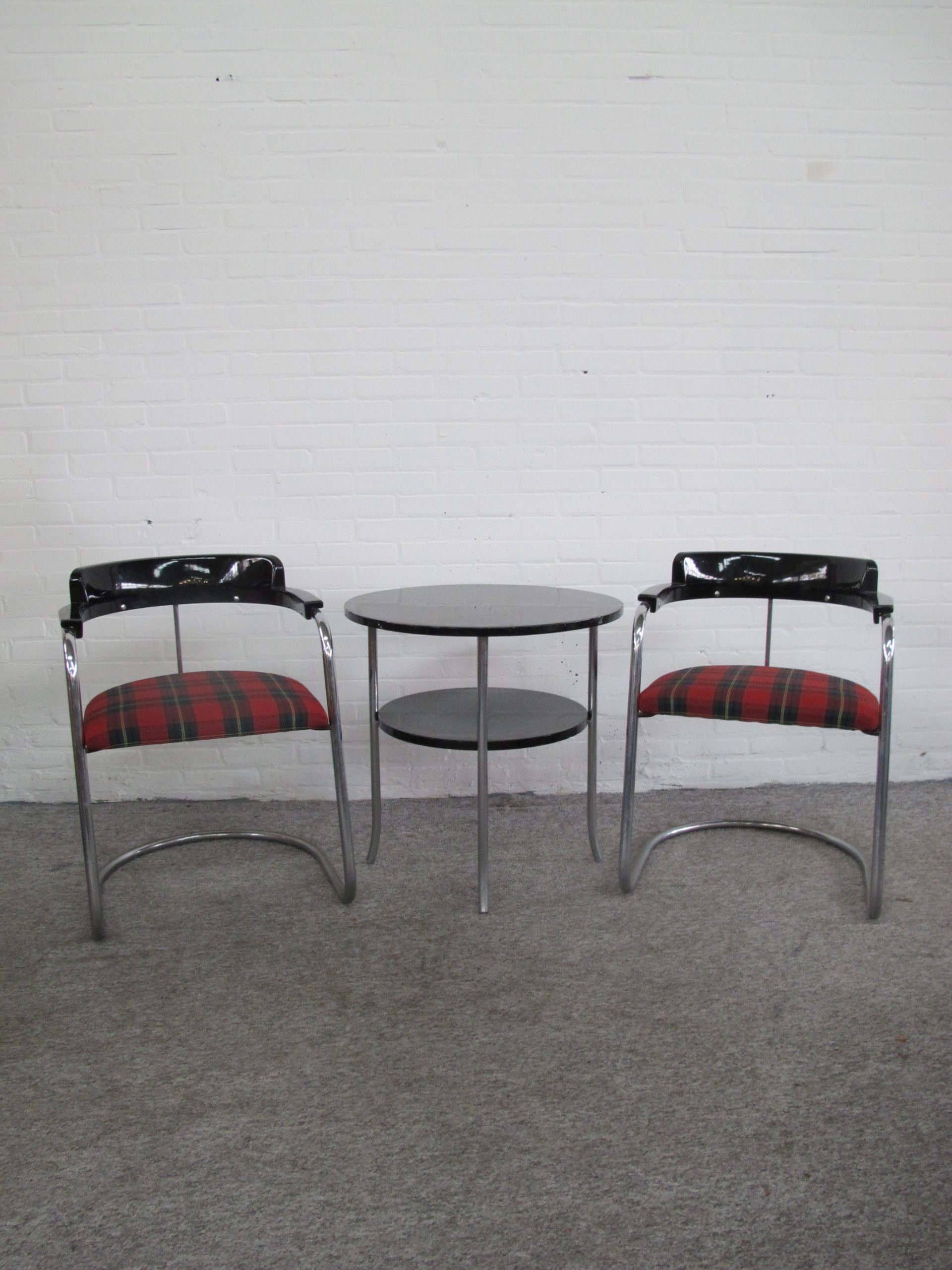 Buizentoelen tubular chairs table Model J-2 Jan Schröfer vintage midcentury