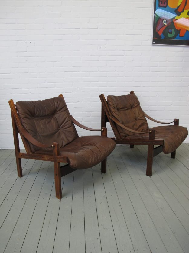 Fauteuil Safari Chairs hunter chairs Torbjørn Afdal Bruksbo vintage midcentury