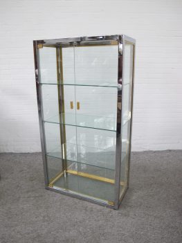 vitrinekast messing brass display cabinet Renato Zevi Italy vintage midcentury