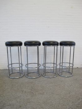 Barkrukken chrome leather bar stools vintage midcentury