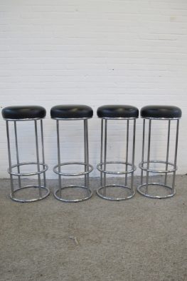 Barkrukken chrome leather bar stools vintage midcentury