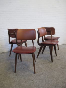 teakhout stoelen dining chairs Louis van Teeffelen Wébé vintage midcentury