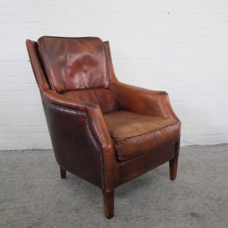 Schapenleer fauteuil Bendic International sheep leather armchair vintage midcentury