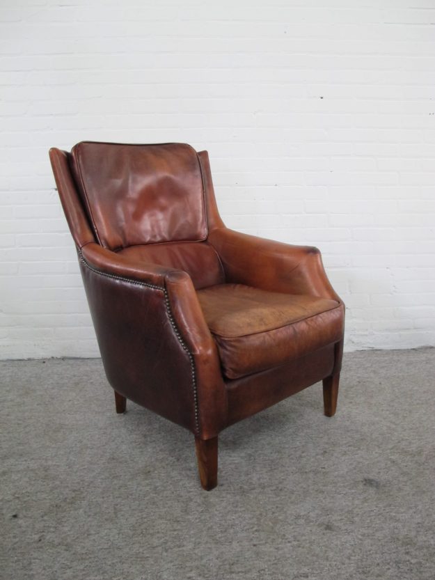 Schapenleer fauteuil Bendic International sheep leather armchair vintage midcentury