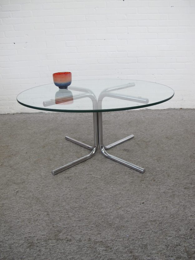 Italian salontafel space age chrome glass coffee table vintage midcentury
