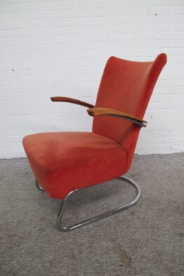 Fauteuil armchair Industriële Bauhaus Gispen buizen frame vintage midcentury
