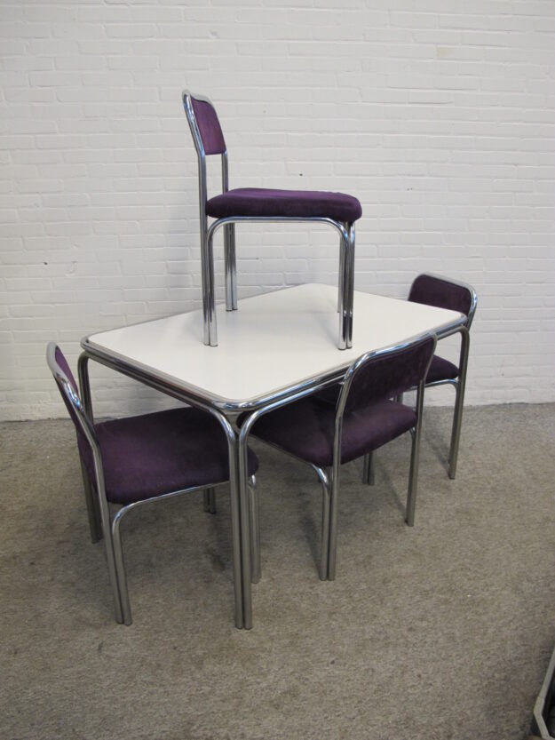 Eethoek chromen Dining set chrome Space age retro spectrum midcentury vintage