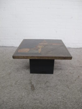 Paul Kingma salontafel tafel coffee table natuursteen natural stone brass vintage midcentury