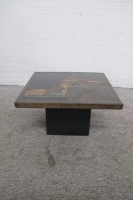 Paul Kingma salontafel tafel coffee table natuursteen natural stone brass vintage midcentury