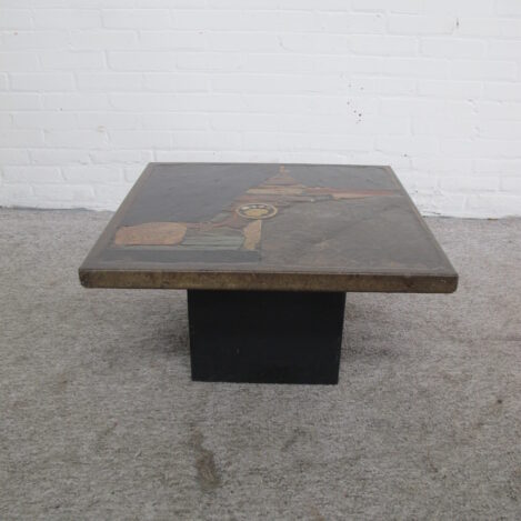 Paul Kingma salontafel tafel coffee table natuursteen natural stone brass vintage midcentury