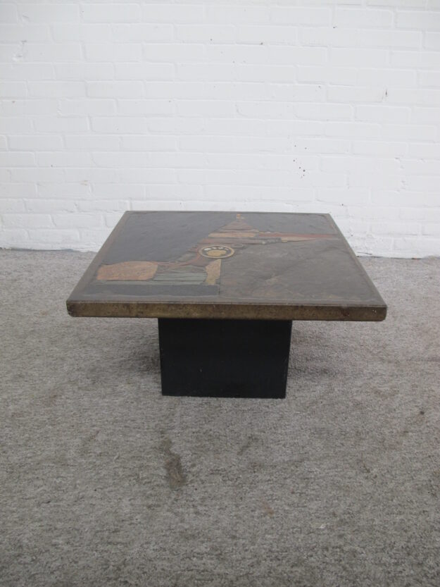 Paul Kingma salontafel tafel coffee table natuursteen natural stone brass vintage midcentury