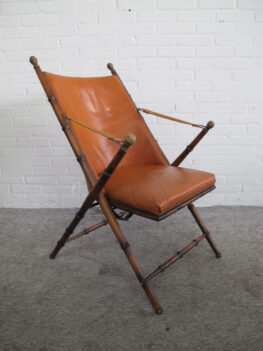 Fauteuil faux bamboo klapstoel folding chair Maison Jansen safari chair vintage midcentury