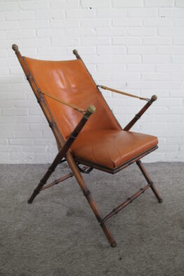 Fauteuil faux bamboo klapstoel folding chair Maison Jansen safari chair vintage midcentury