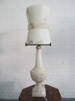 lamp marmeren Travertine tafellamp marble travertine table lamp vintage midcentury