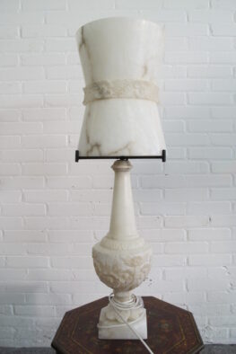 lamp marmeren Travertine tafellamp marble travertine table lamp vintage midcentury