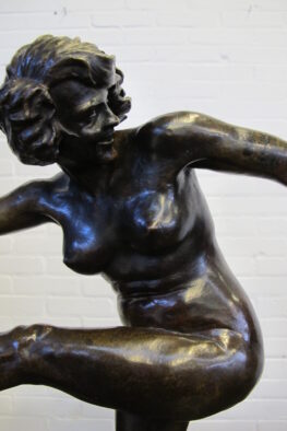 Beeld Bronze statue Pierre-François-Fernand Delannoy dancer Folie De Printemps vintage midcentury