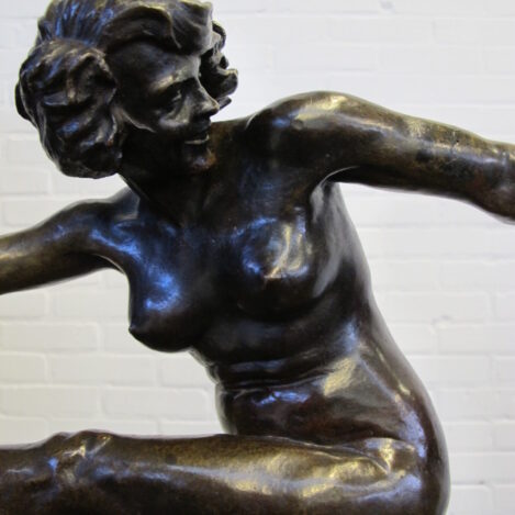 Beeld Bronze statue Pierre-François-Fernand Delannoy dancer Folie De Printemps vintage midcentury